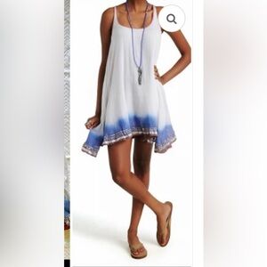 Free People Soft Cotton Gauzy Embellished Hem Racerback Pullover Dress Size M